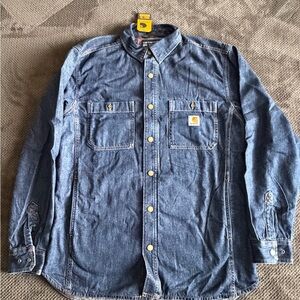 Carhartt Men's Denim Button-Down Fleece Shirt jacket size Medium